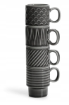 Filiżanki ceramiczne 100ml 4szt do espresso retro Szare - Sagaform