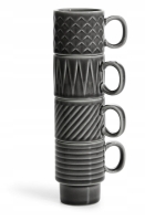 Filiżanki ceramiczne 100ml 4szt do espresso retro Szare - Sagaform
