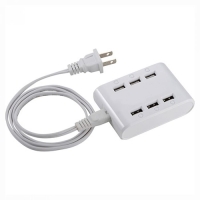 Rozdzielacz Portów USB - 6 portów biały zasilanie AC