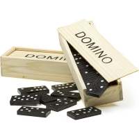 Domino gra czarne w drewnianym pudełku