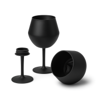 Kubek i kieliszek 2w1 ze stali nierdzewnej 380 ml - czarny